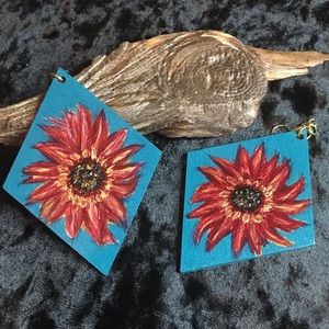 Hand Painted Sunflower Earrings